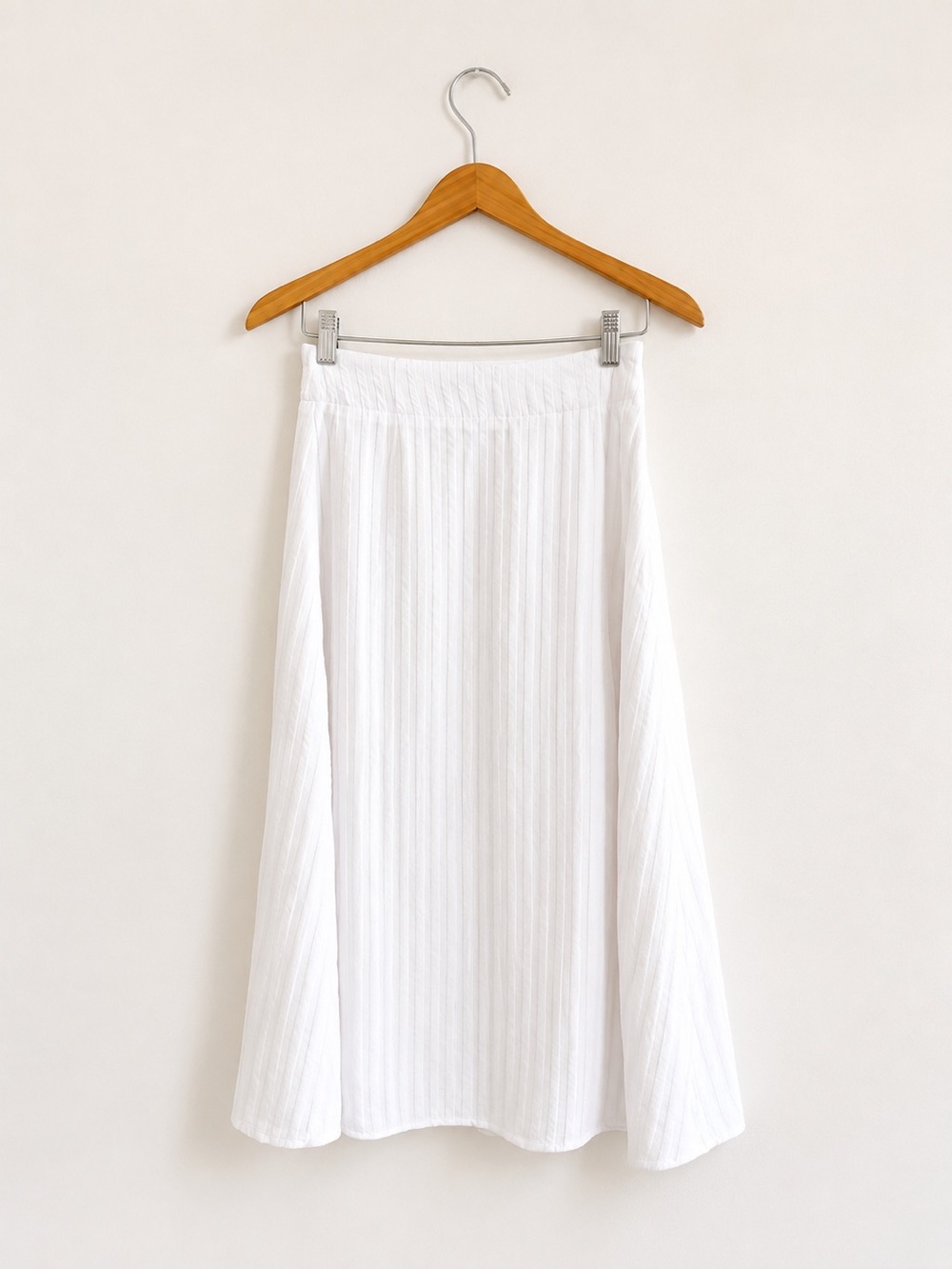 Everlane City Stripe Textured Midi Skirt Bone Size 2